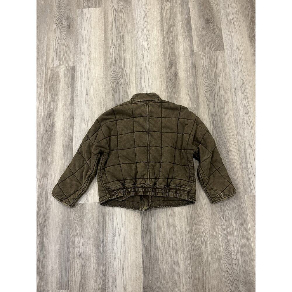 FREE PEOPLE Size Small DOLMAN SLEEVE QUILTED KNIT ZIP JACKET DUSTED MILITARY - Picture 4 of 8